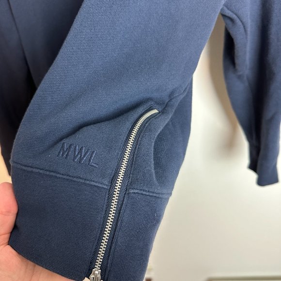 Madewell Betterterry Side-Zip Navy Blue Hoodie Sweatshirt Sz M - Picture 6 of 6
